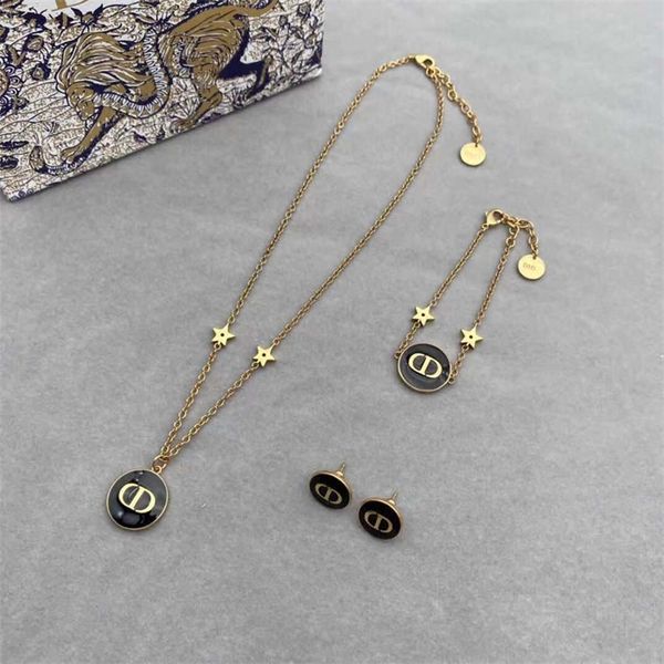 

55% off jewelry clearance new letter black glue dropping pendant bracelet necklace female star same high version earrings, Golden