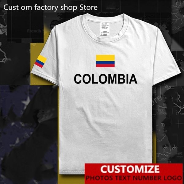 Camiseta de bandeira da colômbia camiseta grátis camisa personalizada Nome DIY Número 100 Algodão T Camisetas Homens Mulheres Camiseta casual solta 220620