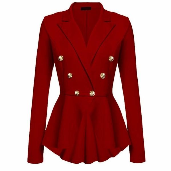 Ternos femininos Blazers elegantes babados blazer de blazer de cor sólida cor de botão único Office Casual Lady 2022 Dress Style Work Use formal clo clo