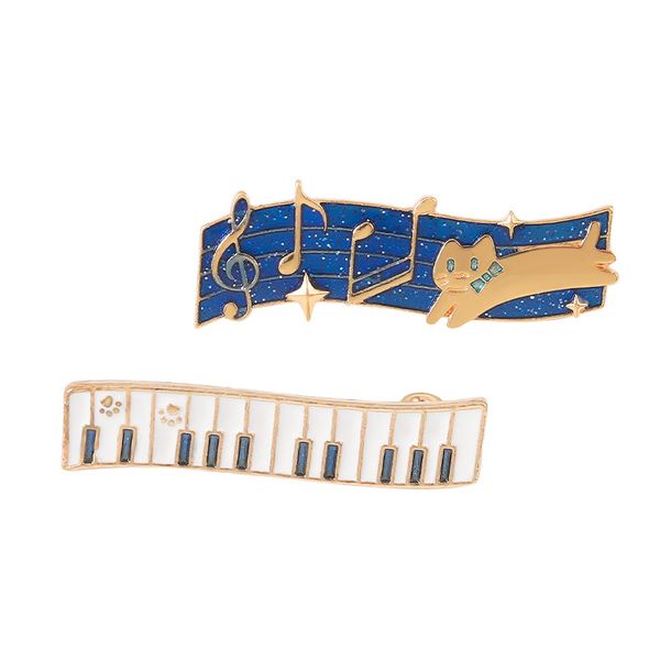 

18k gold plated music note brooches for women cat animal pins brooch party enamel badge piano design fashion creative jewelry gift accessori, Gray