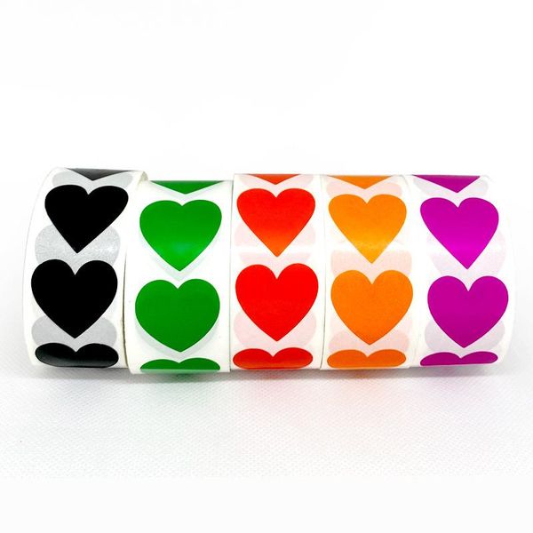 Confezione regalo 100-500pcs Adesivo a forma di cuore carino per l'imballaggio Etichetta di tenuta Carta Busta Scapbook Pacchetto Avvolgimento BakingGift