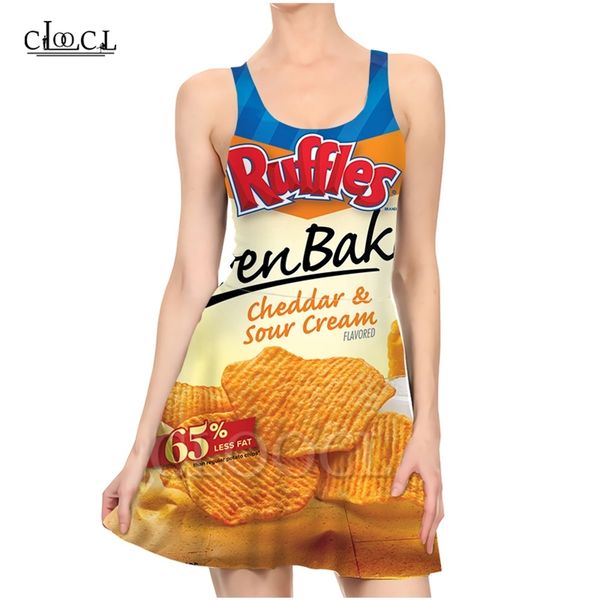 

est delicious potato chips 3d print summer dress women slim sleeveless women slim dresses pleated casual dress 220617, Black;gray