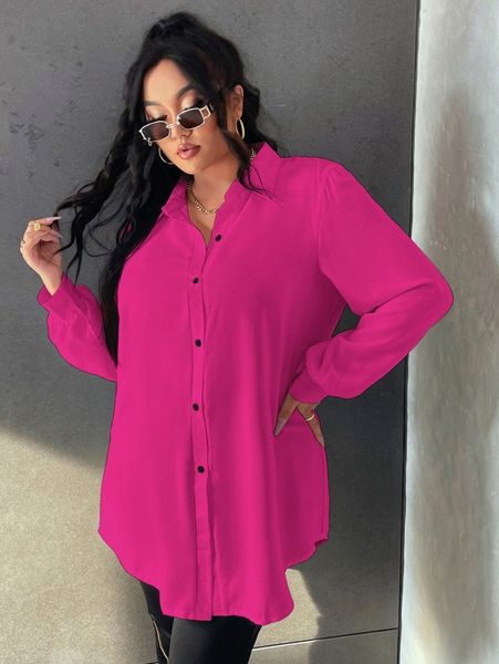 

plus bishop sleeve blouse without belt c0bk#, Black