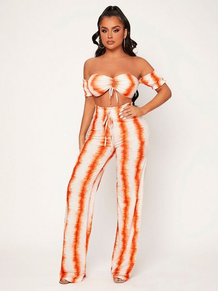 

sxy tie dye drawstring & pants j2ca#, White