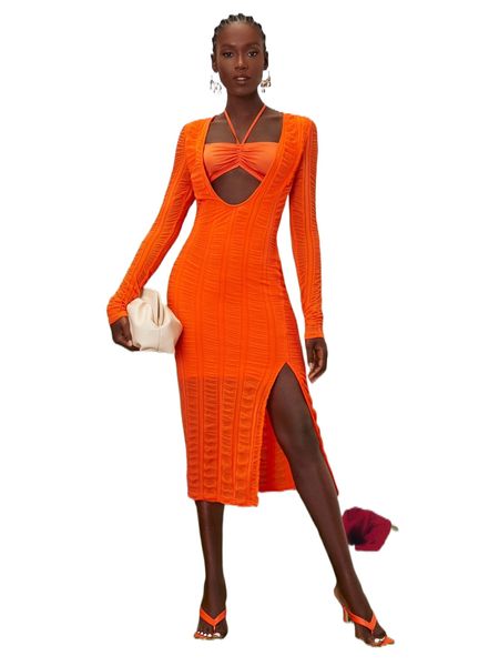 

newness neon cut out split thigh dress l3yf#, Black;gray