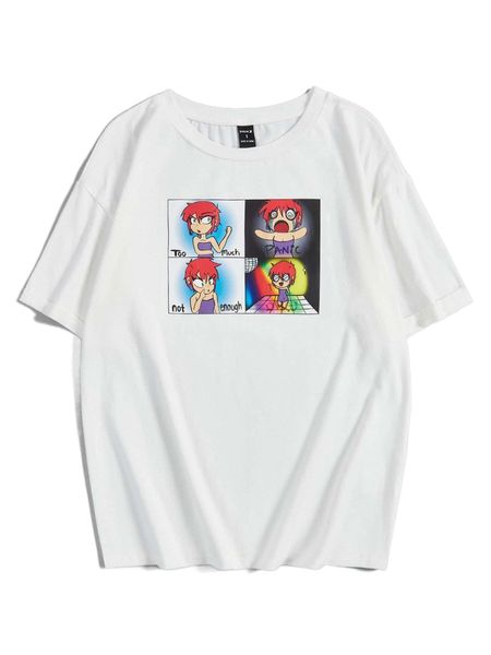 

x mar toons slogan & figure graphic tee y4s9#, White