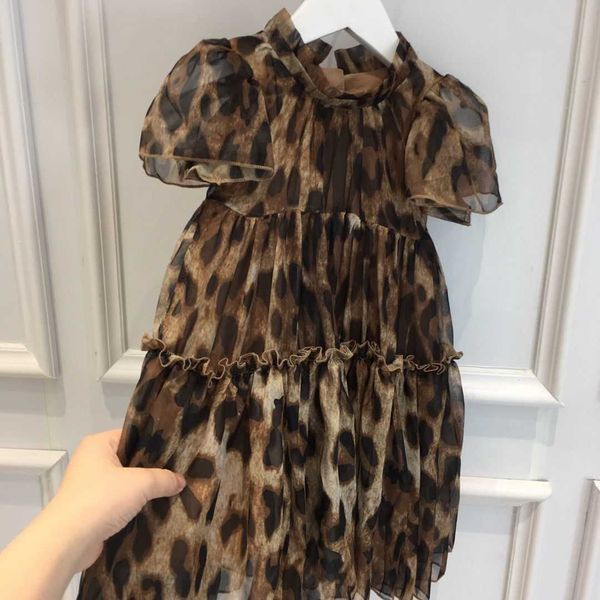 

leopard girls toddler dress baby kids clothes print short sleeve dresses kids sundress summer outfit, Red;yellow