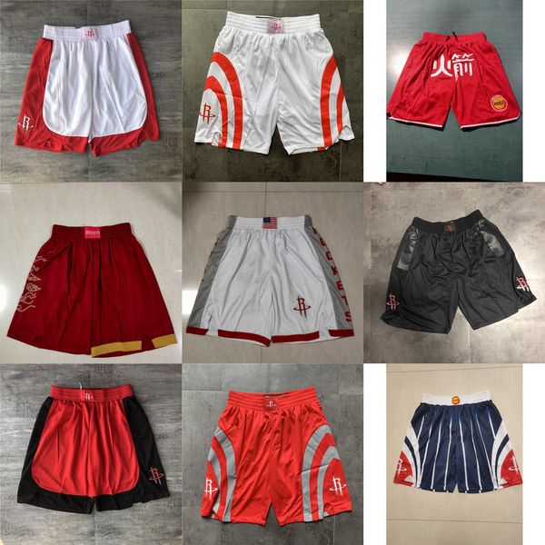 

houston''rockets''men throwback basketball shorts pocket, Black
