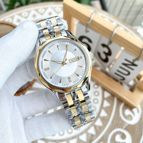 

wristwatch mens watch 40mm automatic mechanical watch for men fashion wristwatches stainless steel montre de luxe business watchs calendar d, Slivery;brown