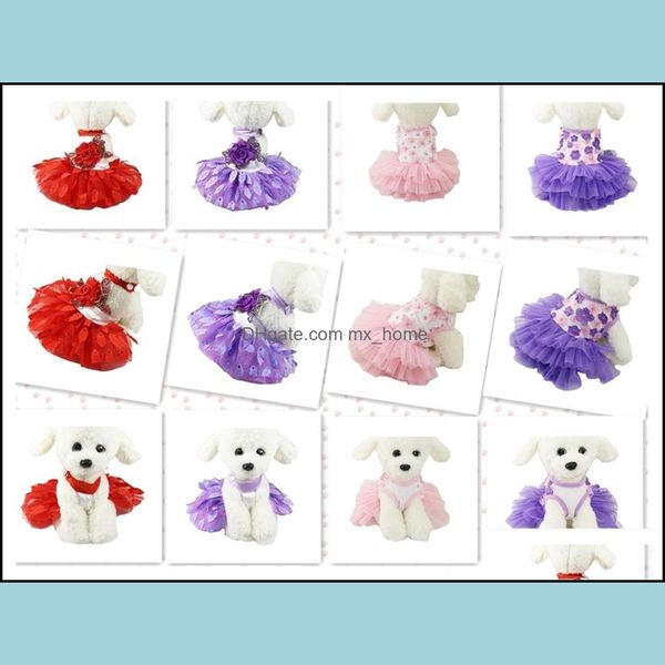 MTI Patterns Cão Vestuário Colourf Pet Moda Doce Bonito Princesa Sexy Pavão Pavão Folha Pets Cães Gatos Tutu Tutu Vestido Venda Atacado Para Mais