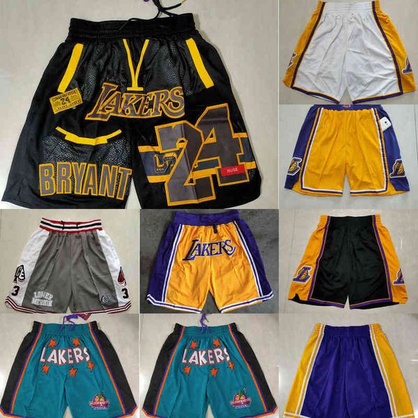 

los angeles''lakers''men throwback basketball shorts pocket red black green