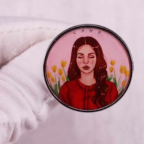 

lana del rey magazine model inspired brooch cartoon character avatar badge, Blue