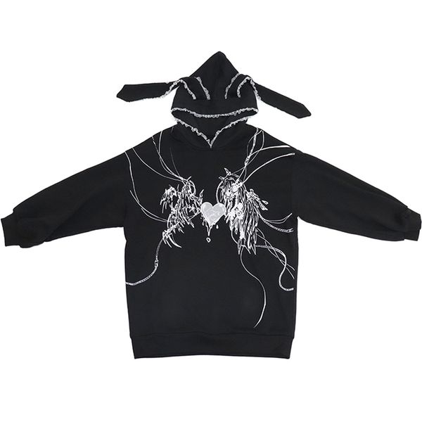 

y2k harajuku sweatshirts gothic grunge mechanical rabbit ears hooded black hoodie women autumn punk hoodies fashion streetwear 220816