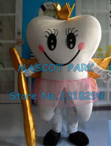 Mascote boneca traje mascote dourado rainha dente dente mascote traje adulto tamanho cartoon personagem dentista propaganda fantasia vestido terno kits