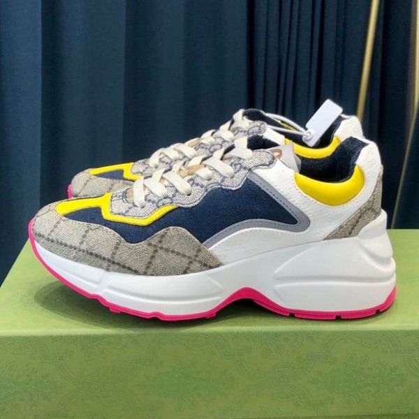 

designer rhyton casual shoes women mens sneakers old dad trainers vintage genuine leather chaussures shoe increase guccie platform leisure s, Black