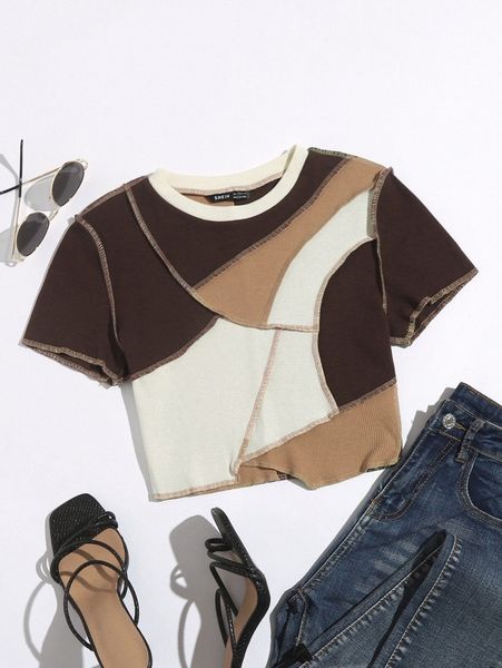 

contrast stitch colorblock asymmetrical r6vf#, White