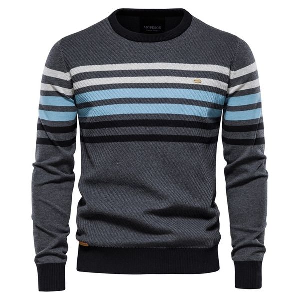 

aiopeson streetwear striped sweater men casual pullovers brand cotton sweater for men winter mens sweaters 220817, White;black