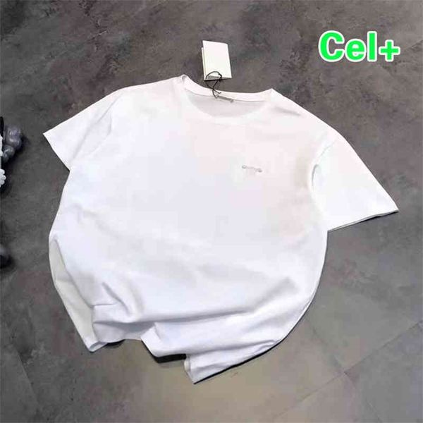 

66% off new cel + summer solid flocking sleeve round neck simple loose men's and women's t-shirt, White