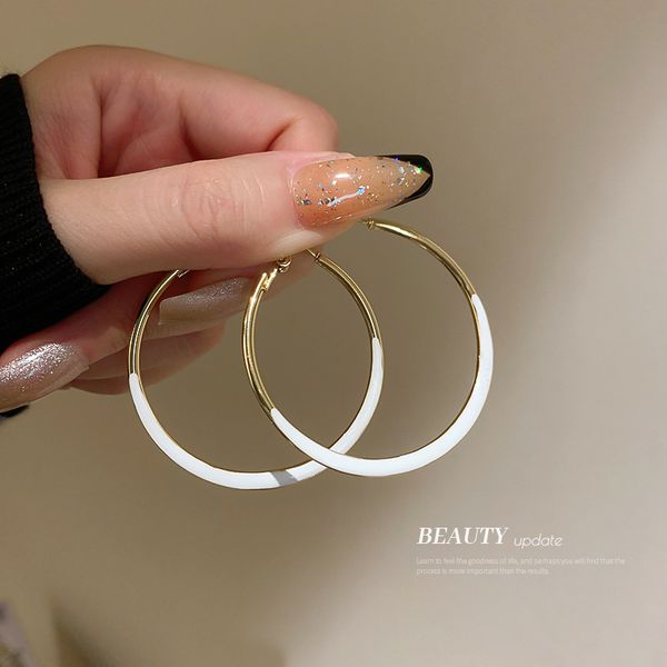 

925 silver needle european and american fashion exaggerated simple bracelet earrings geometric ear ring ins exaggerated cold style personali, Golden