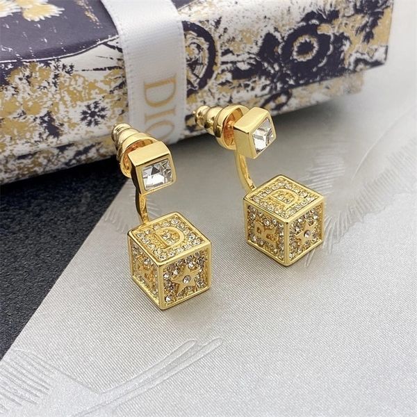 

14% off jewelry the new classic suit dice square earrings for women, Golden