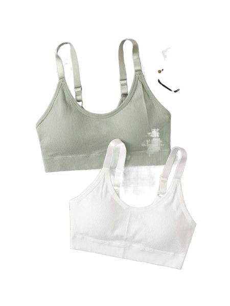 

2pcs seamless medium support sports bra p446#, Gray