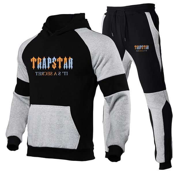 

new brand trapstar men's hoodie sportswear sets brand tracksuit sweatshirt sweatpants suit design casual fashion hooded man 2 piece ma, Gray