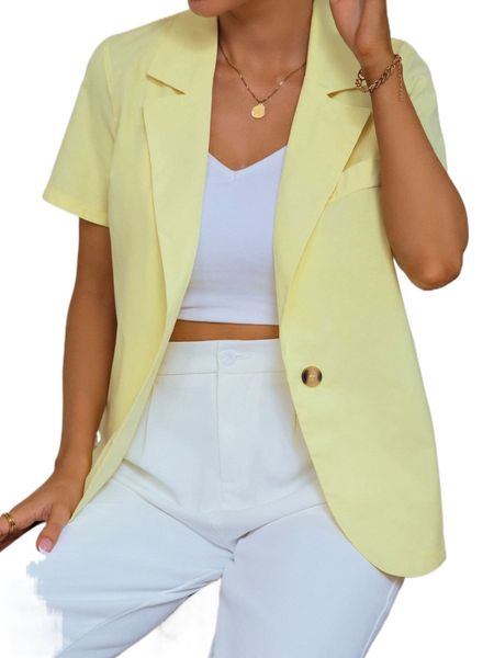 

lapel neck single button blazer 71up#, White
