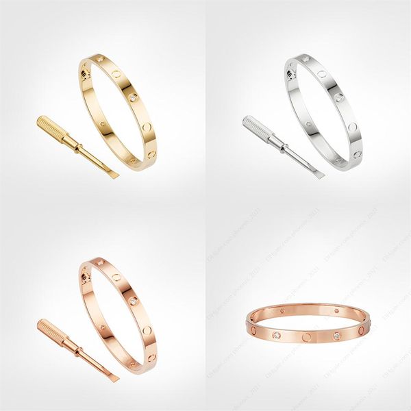 

bangle love screw bracelet 4 diamonds classic designer 5.0 gold bracelets jewelry women titanium steel gold-plated never fade not 260u, Black