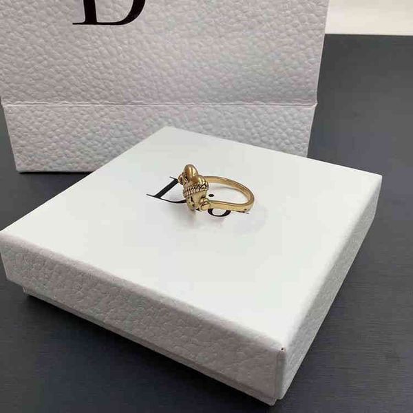 

fine jewellery chain bracelets rings letter heart-shaped rotatable ring temperament simple brass ring, Silver