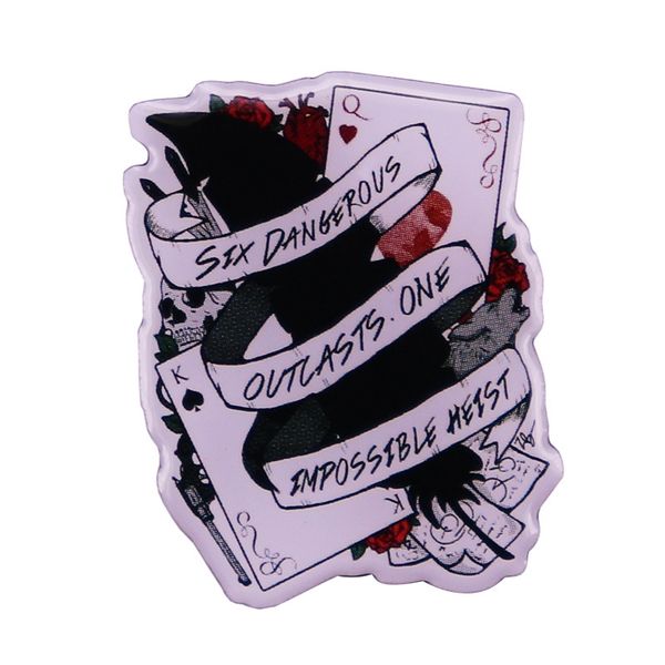 

six dangerous outcasts. one impossible heist enamel pin six of crows club brooch badge book lovers gift, Blue