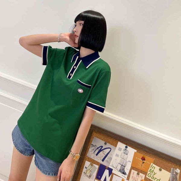 

t-shirts 2022 spring and summer new couple double embroidery thread polo shirt lapel short sleeve t-shirt men's and women's outlet, White