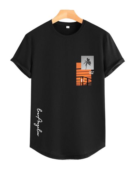 

men tropical and letter graphic tee n5zk#, White;black
