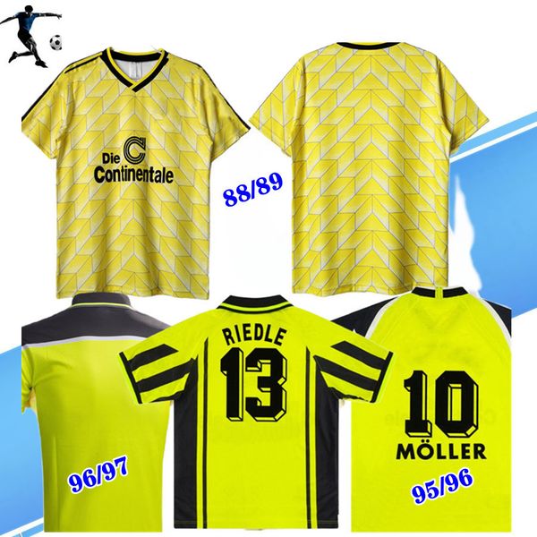 

1988 1989 1995 1996 mÃ¶ller dickel helmer retro soccer jersey 1997 borussia zorc vintage classic football shirt, Black;yellow