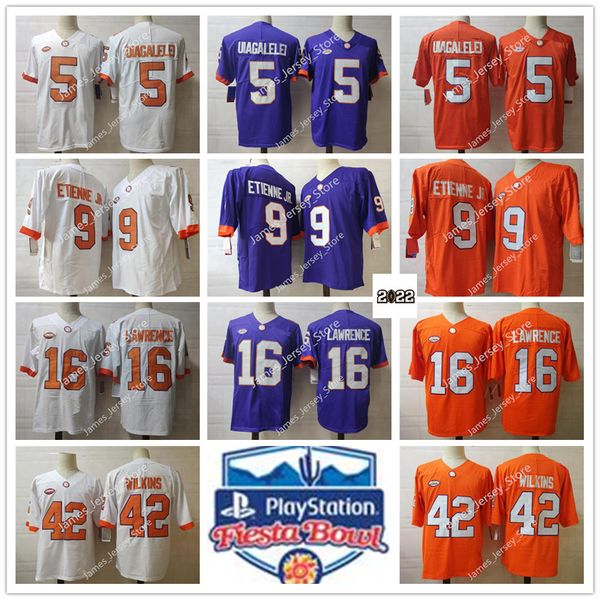 

jersey 5 d.j. uiagalelei jersey 9 travis etienne jr. 16 trevor lawrence 42 christian wilk ins jerseys 2022 ncaa clemson tigers stitched coll, Black