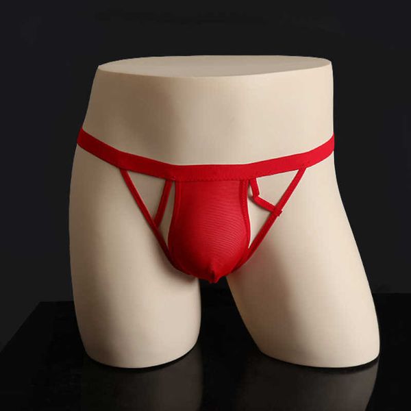 

transparent mesh breathable men's fun underwear hollow out briefs t-pants 2131, Black;white