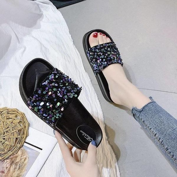 

slippers shoes women 2022 red women's summer sandal sandalias mujer, Black