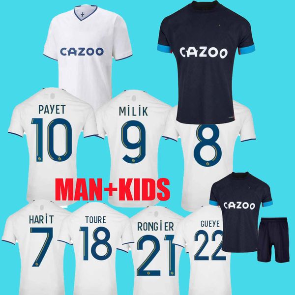 

22 23 milik payet soccer jerseys home 2022 2023 marseilles maillot de foot under football shirts men kids kit guendouzi gerson konrad clauss, Black;yellow