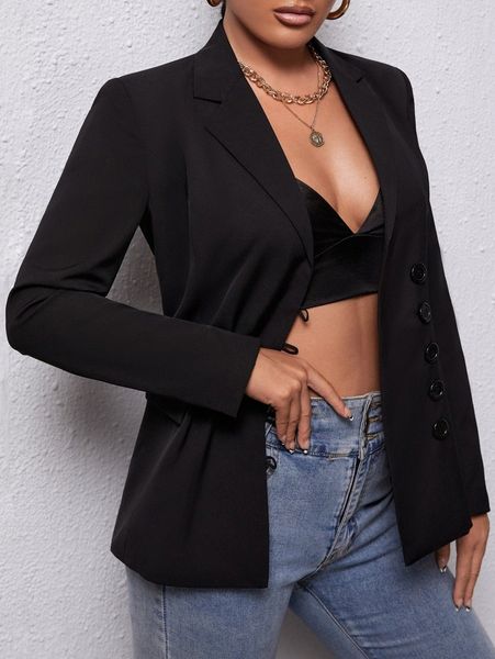 

sxy lapel neck solid blazer q9mv#, White