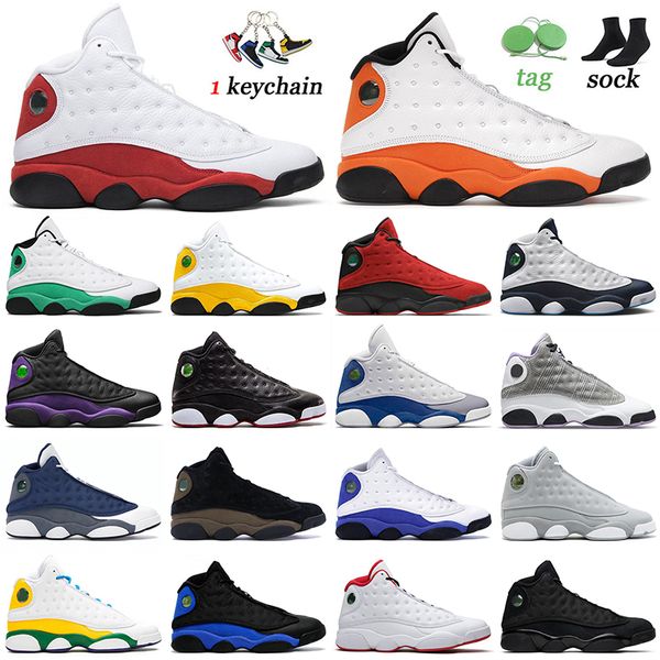 

2022 fashion mens women jumpman 13s basketball shoes chicago starfish lucky green university gold del sol reverse bred obsidian houndstooth, White;red