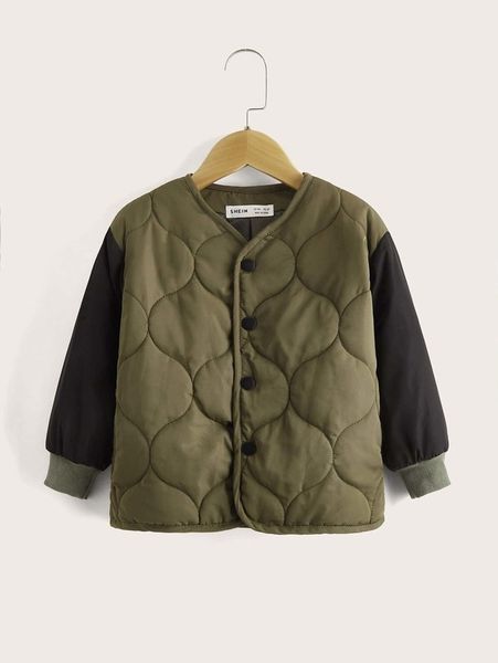 

toddler boys two tone button front quilted coat she, Blue;gray