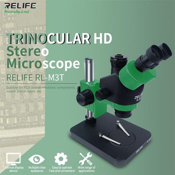 

relife rl-m3t trinocular microscope 0 7-4 5x continuous zoom microscope with camera for phone pcb electronic repair device253b