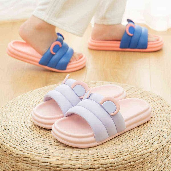

nxy slippers slides beach shoes 2023 cute bear ear home indoor non slip soft sole couple sandals 220728, Black