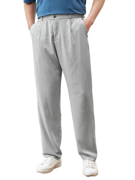 

men slant pocket plicated tailored pants 15dg#, Black