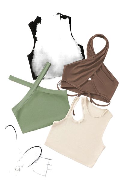 

4pcs rib-knit v95j#, White