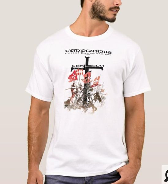 T-shirts masculinos Templadores sombrios andando em uma camiseta de Knight de Templer de Armadura Completa. Algodão de verão de algodão curto-pescoço o-pescoço mensal s-3xl