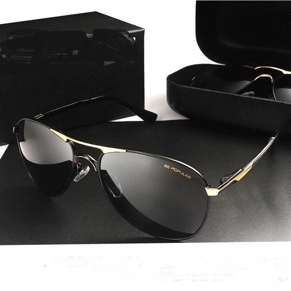 

luxury men's polarized sunglasses driving sun glasses for men women designer male vintage black pilot uv400, White;black