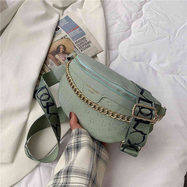 

fashion women waist bags printed letter plaid pattern fanny packs trend chain bag female chest pack ladies shoulder purses 220616