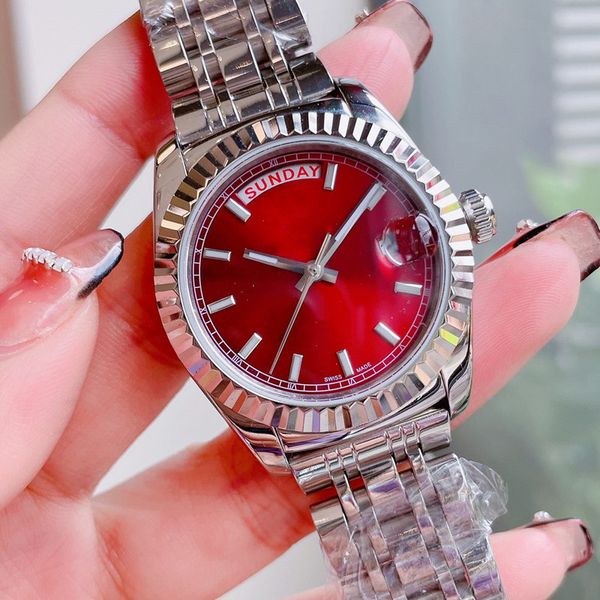 Orologio da donna da donna classico da donna da 33 mm in acciaio inossidabile bianco rosso nero rosso meccanico 2350 movimento multifunzionale impermeabile 904l orologio da donna