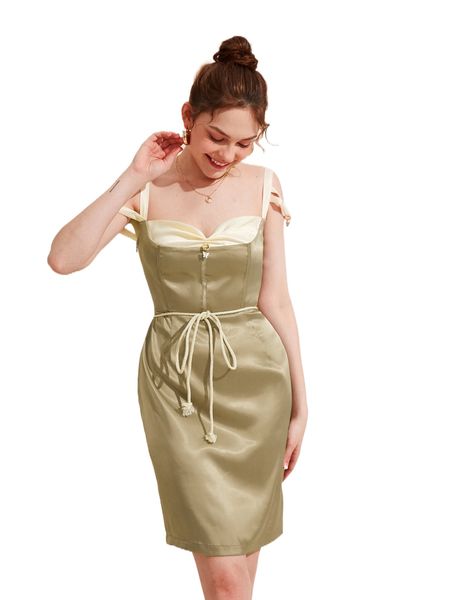 

x rococo lace up ruched butterfly detail belted dress 28sm#, Black;gray