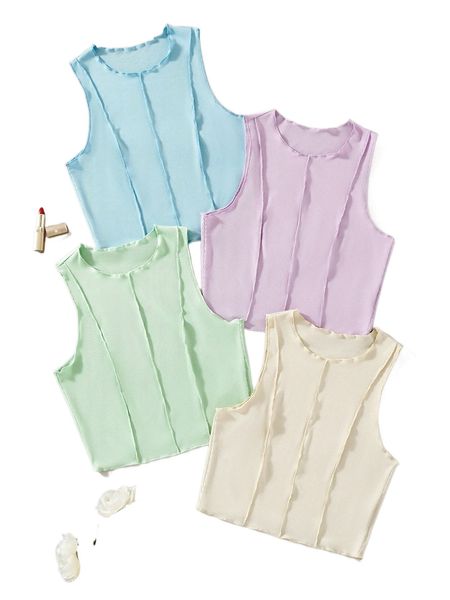 

4pcs solid tank y7rp#, White